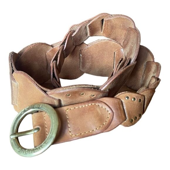 Armani Exchange Brown Leather Belt Sz XS cottagecore boho festival artsy - Picture 1 of 7